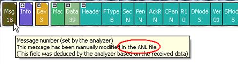 Modified messages read from the anl file
